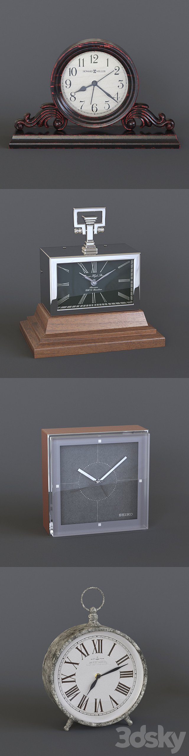 Table clock pack 02 3ds Max - thumbnail 2