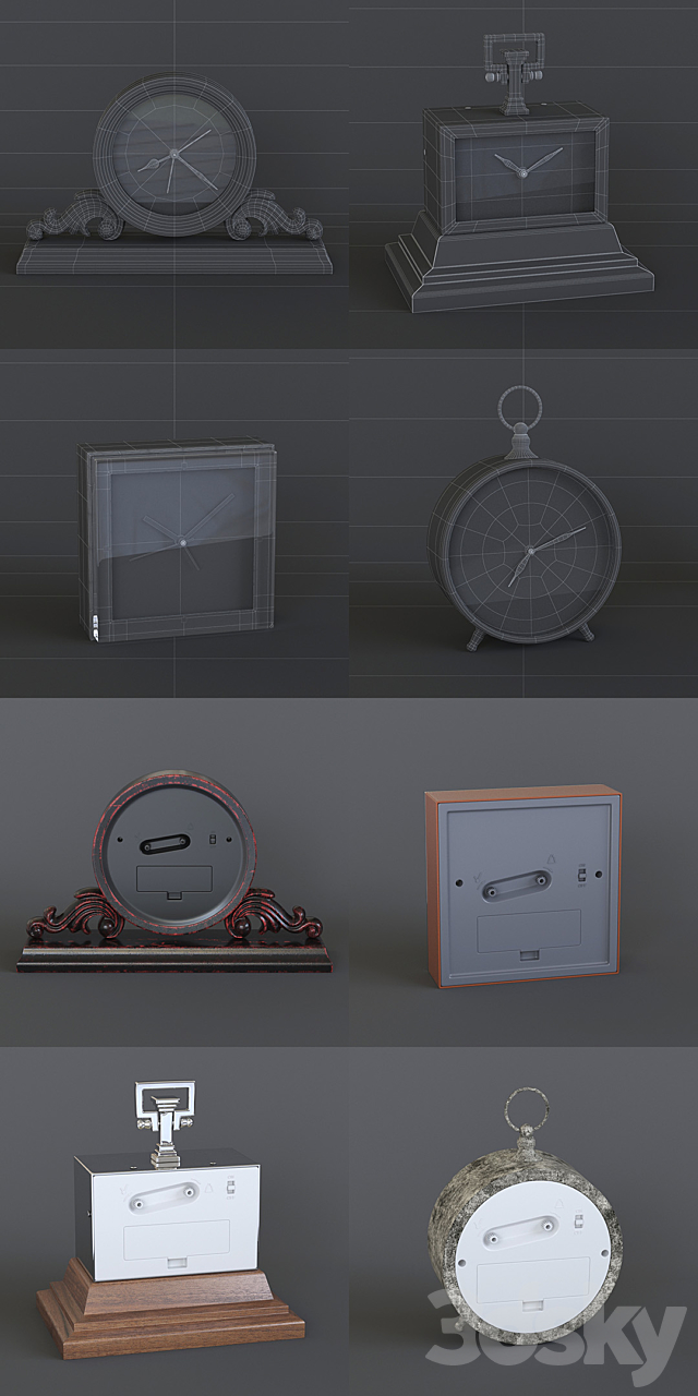 Table clock pack 02 3ds Max - thumbnail 3