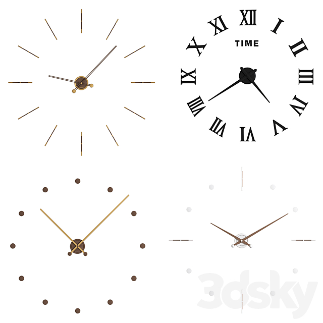 Wall clock collection 3ds Max - thumbnail 1