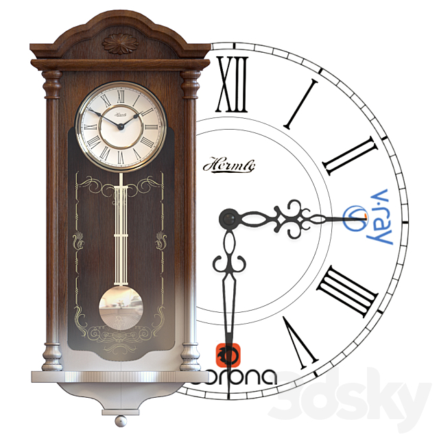 Wall Clock Hermle 3ds Max - thumbnail 2