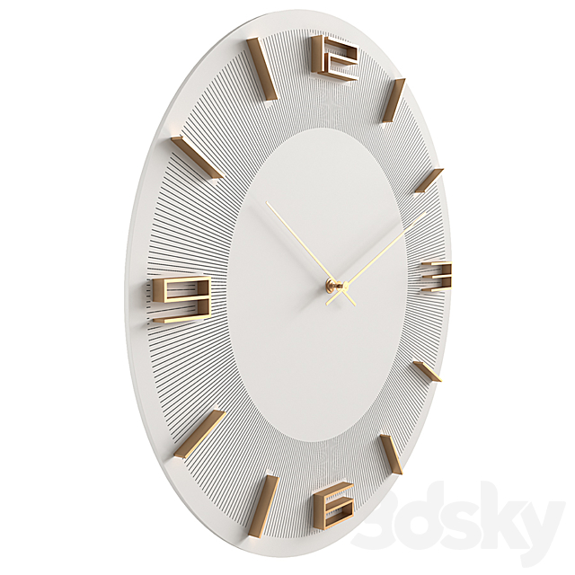 Wall clock KARE Leonardo White _ Gold 3DS Max Model - thumbnail 2