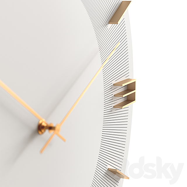 Wall clock KARE Leonardo White _ Gold 3DS Max Model - thumbnail 3