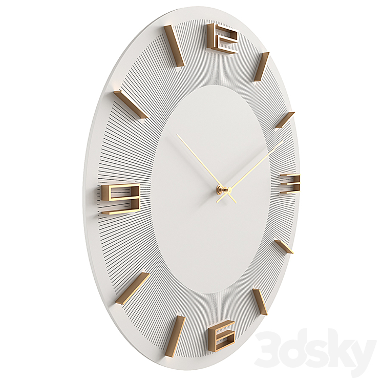 Wall clock KARE Leonardo White-Gold 3DS Max Model - thumbnail 2