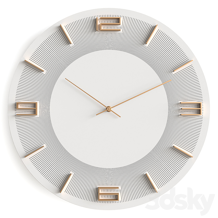 Wall clock KARE Leonardo White-Gold 3DS Max - thumbnail 1