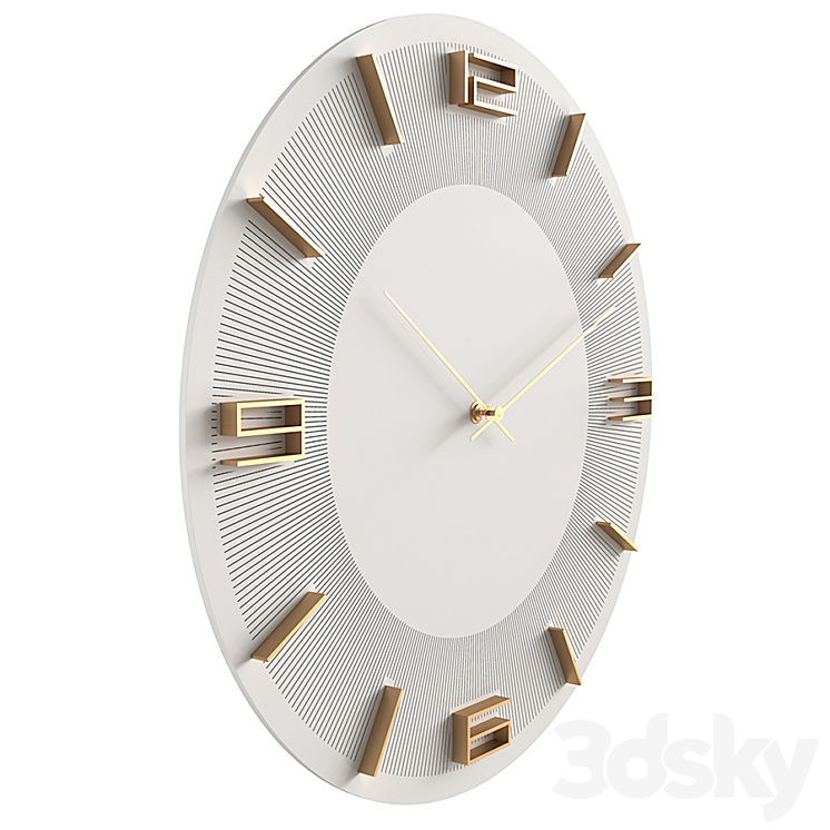 Wall clock KARE Leonardo White-Gold 3DS Max - thumbnail 2