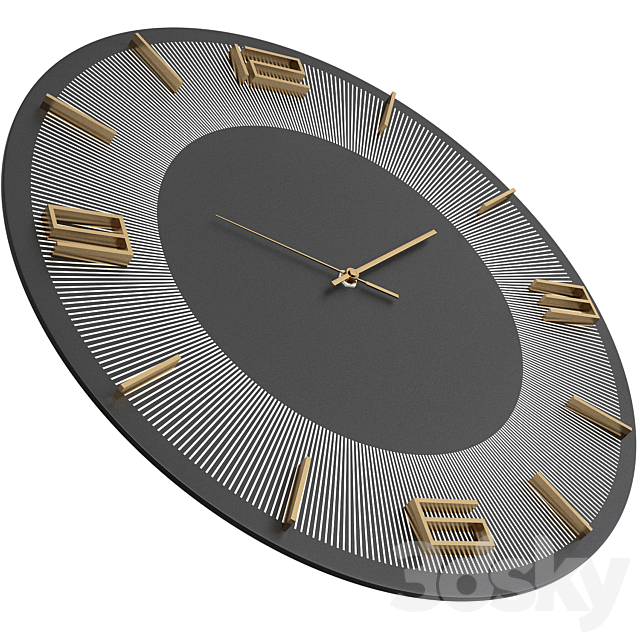 Wall clock Leonardo black 3DS Max Model - thumbnail 2