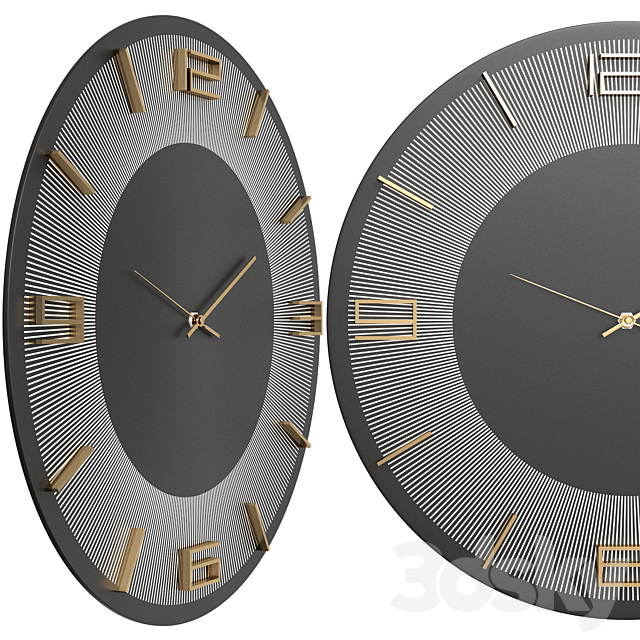 Wall clock Leonardo black 3DS Max Model - thumbnail 3