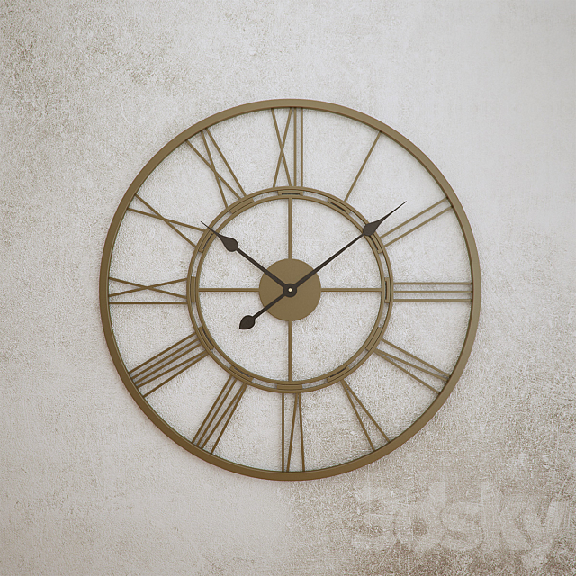 Wall Clock Metal Howard Miller 625-472 Stockton 3DSMax File - thumbnail 1