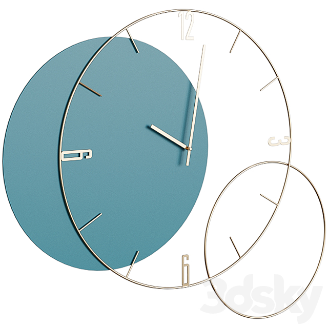 Wall Clock Modern Round Clock 3DS Max Model - thumbnail 2