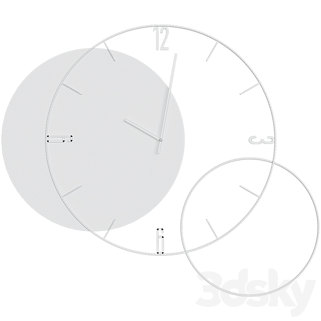 Wall Clock Modern Round Clock 3DS Max Model - thumbnail 3