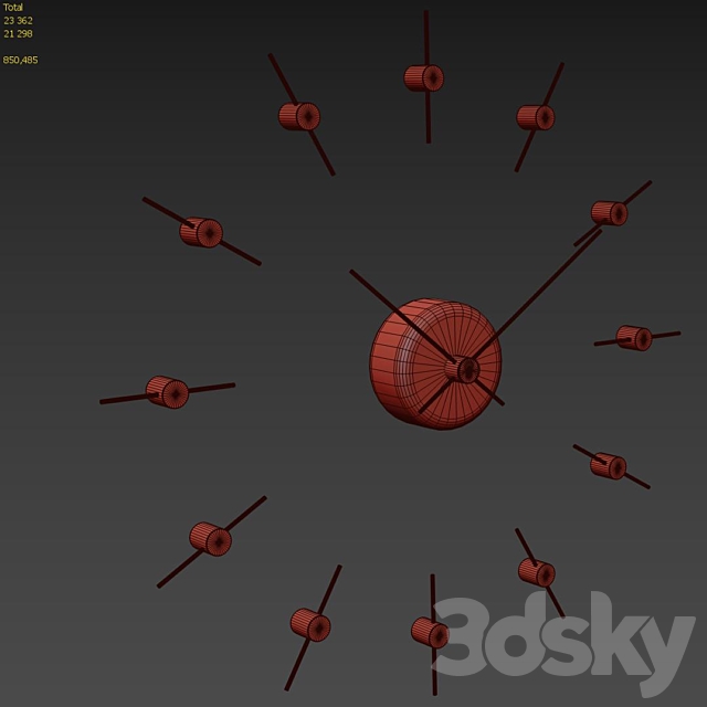 Wall clock Nomon Merlin 12N-125 3DS Max Model - thumbnail 4