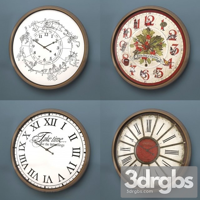 Wall Clock Set Vintage 3dsmax Download - thumbnail 1