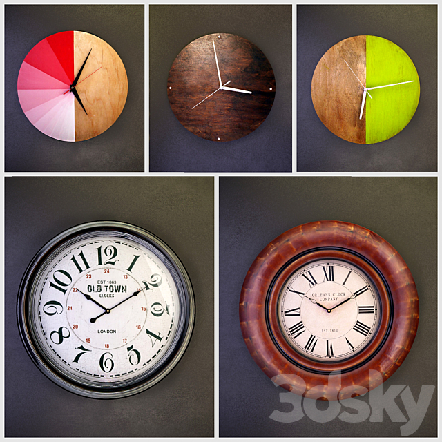 Wall clocks (collection number 5) 3ds Max - thumbnail 1