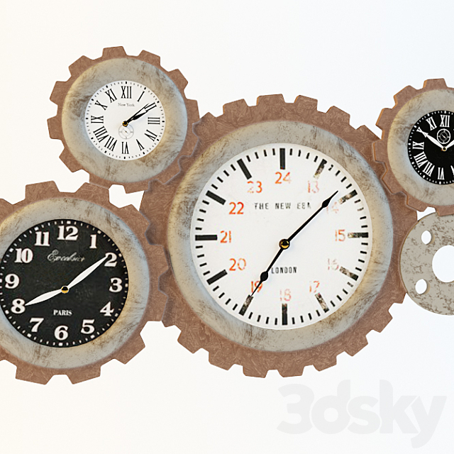 wooden clock DB002441 3DS Max Model - thumbnail 1