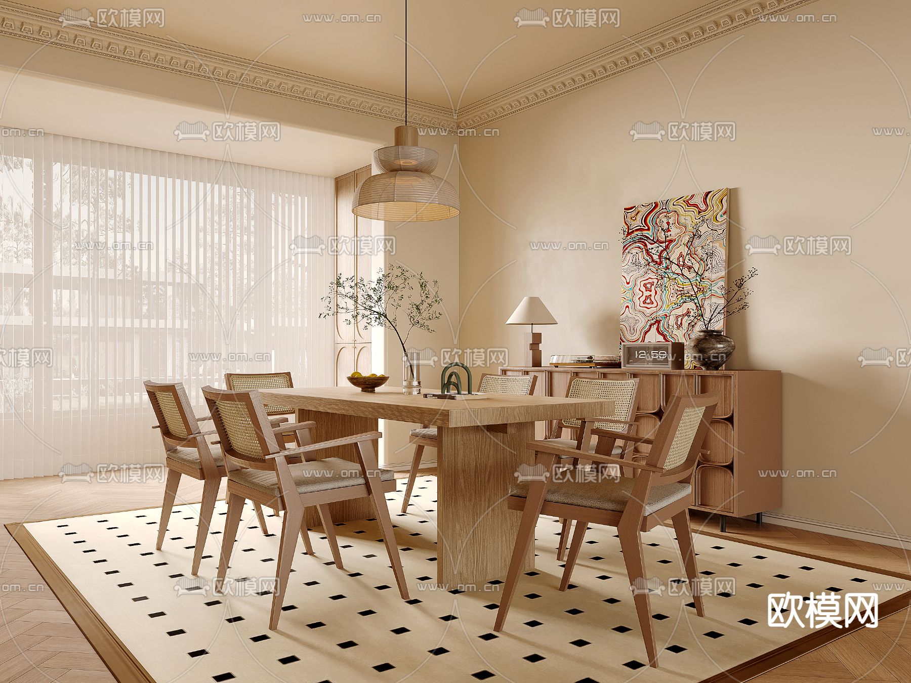 DINING ROOM SETS – VRAY / CORONA – 3D MODEL – 1364 - thumbnail 1