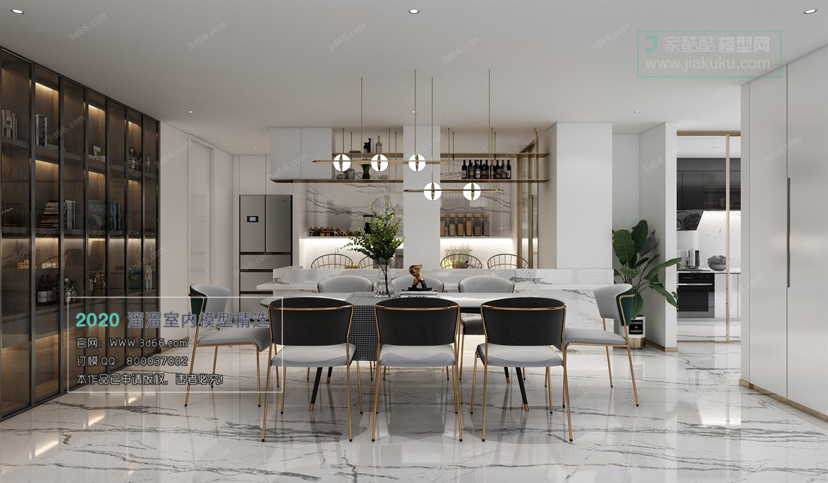 DINING ROOM – MODERN STYLE – 3D MODELS – VRAY – 011 - thumbnail 1