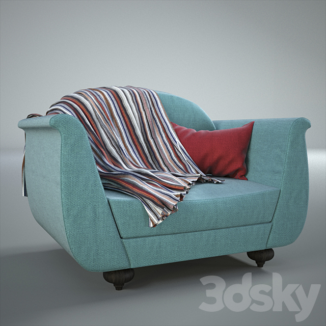 1920s vintage armchair 3ds Max - thumbnail 1