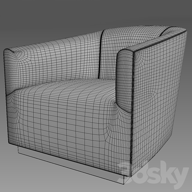 1950S ITALIAN SHELTER ARM LEATHER CHAIR 3DS Max Model - thumbnail 3