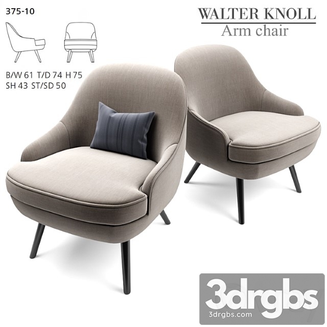 375 Walter Knoll Armchair 3dsmax Download - thumbnail 1