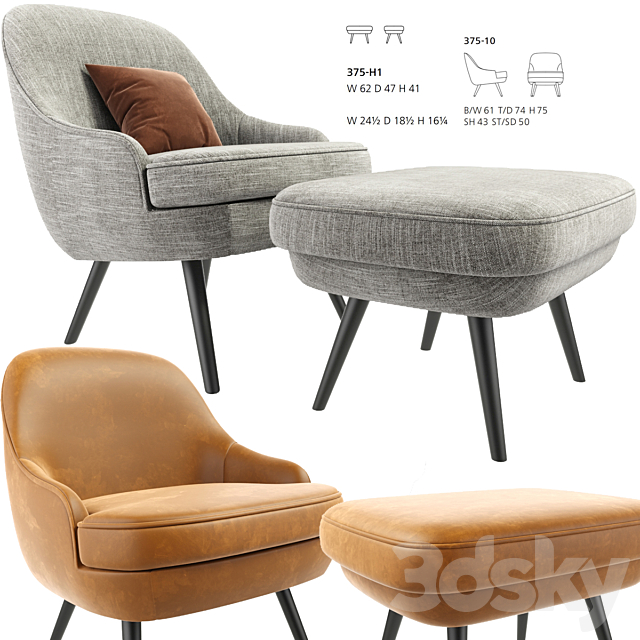 375 walter knoll Armchair With Ottoman 3ds Max - thumbnail 1