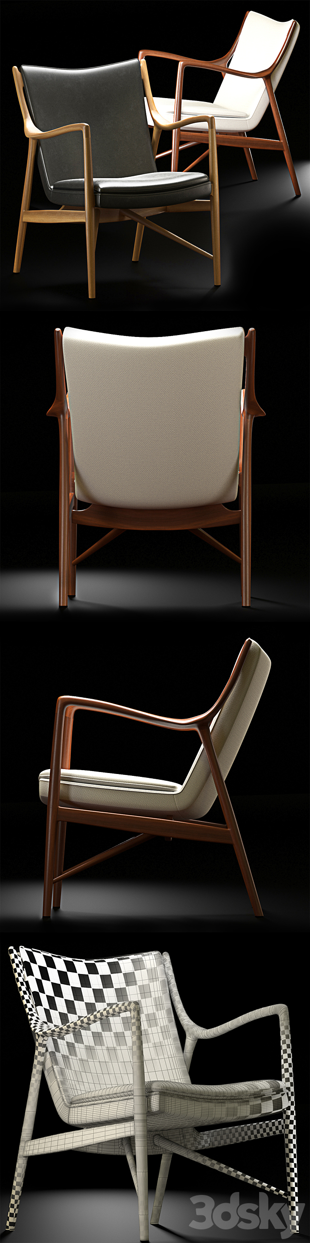 45 Chair by Finn Juhl 3DS Max Model - thumbnail 2