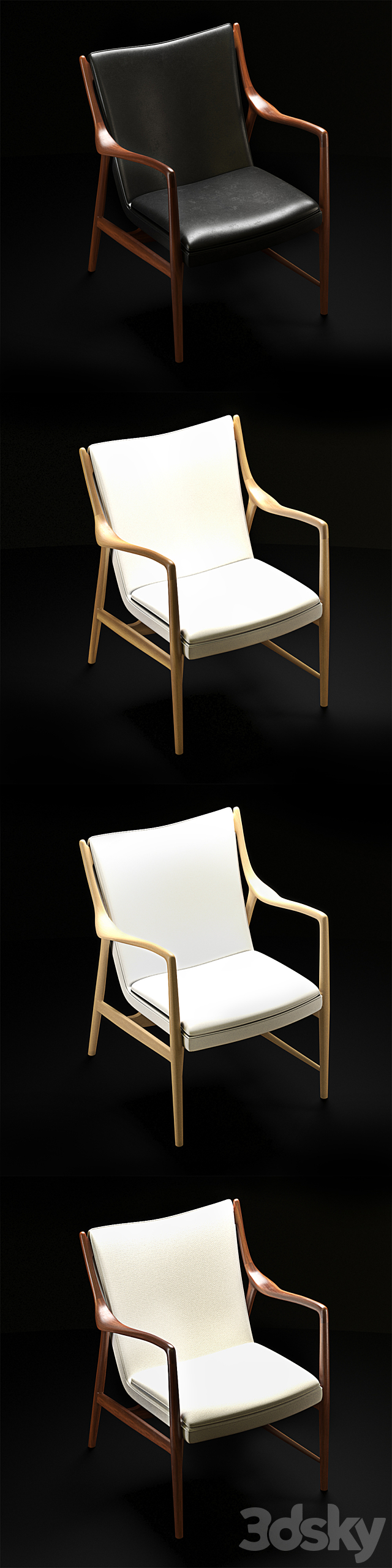 45 Chair by Finn Juhl 3DS Max Model - thumbnail 3