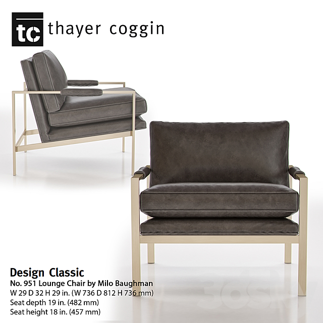 951 DESIGN CLASSIC Lounge Chair by MILO BAUGHMAN 3DS Max Model - thumbnail 2