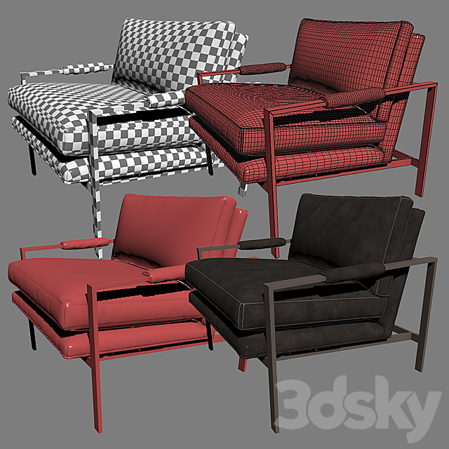 951 DESIGN CLASSIC Lounge Chair by MILO BAUGHMAN 3DS Max Model - thumbnail 3