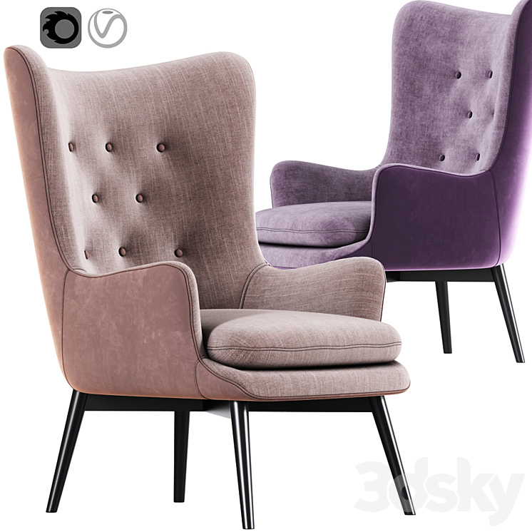 Aarmo Wing Chair Armchair 02 3DS Max - thumbnail 1