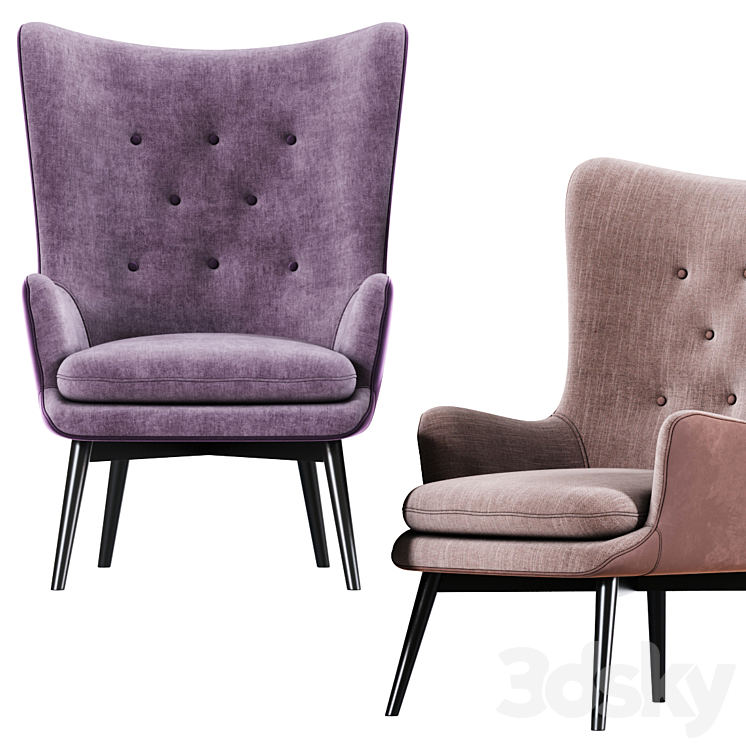 Aarmo Wing Chair Armchair 02 3DS Max - thumbnail 2