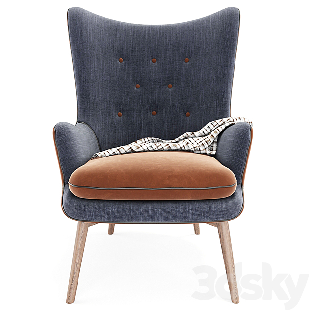 Aarmo Wing Chair Armchair 3DSMax File - thumbnail 2