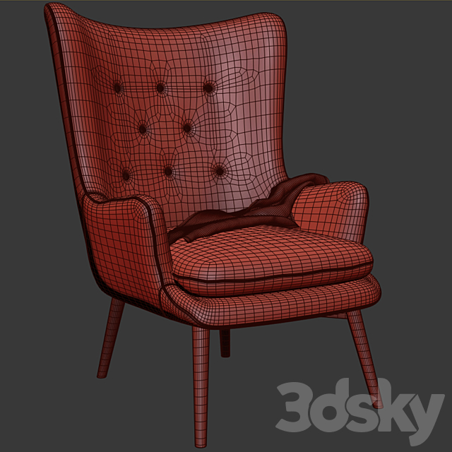 Aarmo Wing Chair Armchair 3DSMax File - thumbnail 3