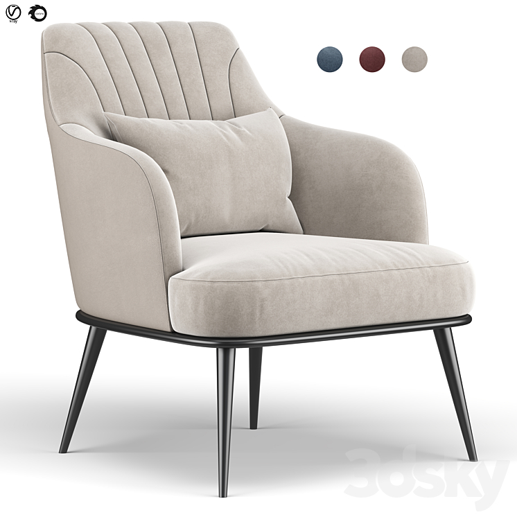 Aaron armchair 3DS Max Model - thumbnail 1