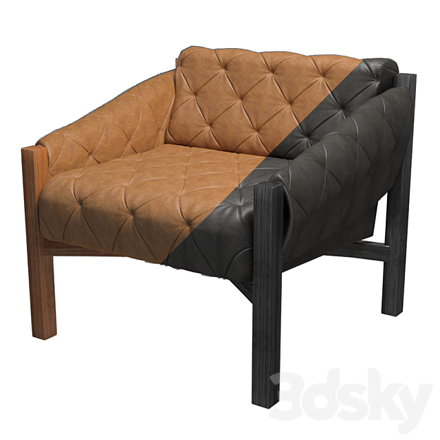 Abruzzo leather tufted chair 3DS Max Model - thumbnail 2