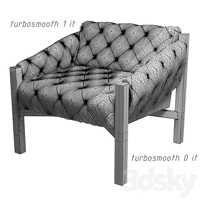 Abruzzo leather tufted chair 3DS Max Model - thumbnail 3