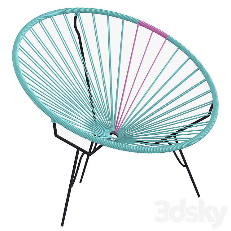 Acapulco blue round chair authentic 3DS Max - thumbnail 1