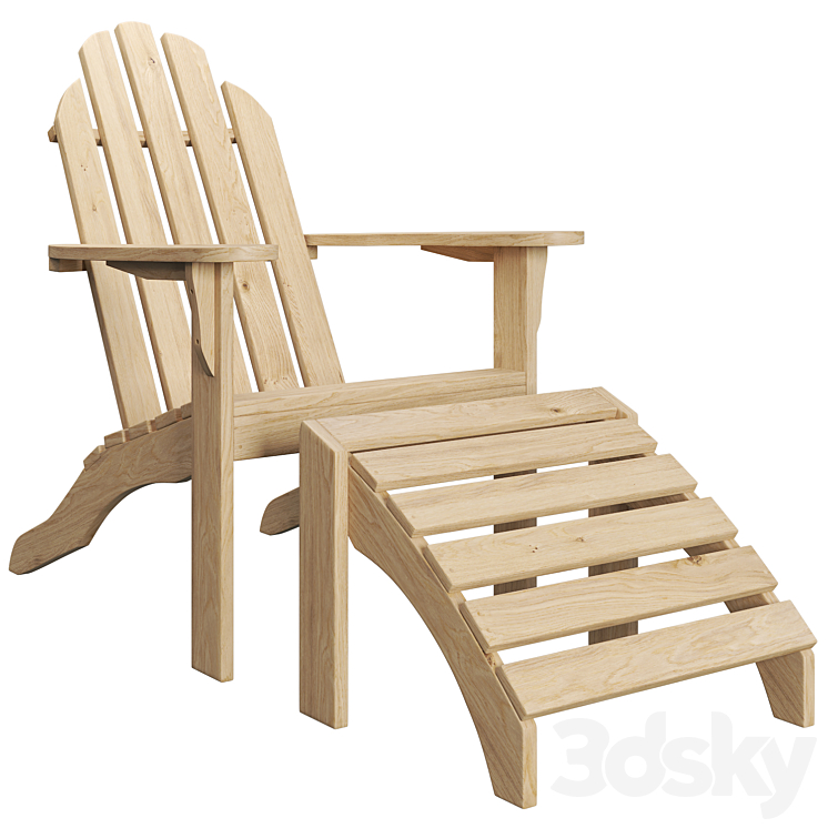 ADIRONDACK lounge chair with footrest 3DS Max Model - thumbnail 3