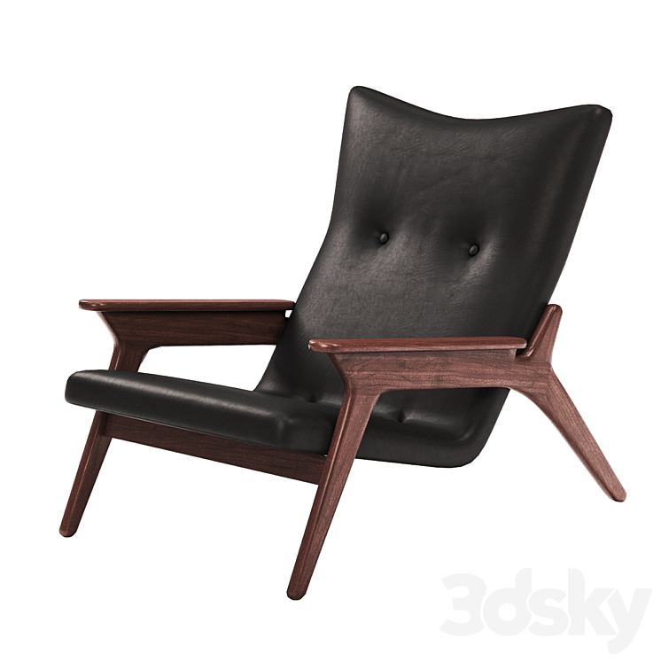 Adrian Pearsall Black Leather Lounge Chair 3DS Max - thumbnail 1