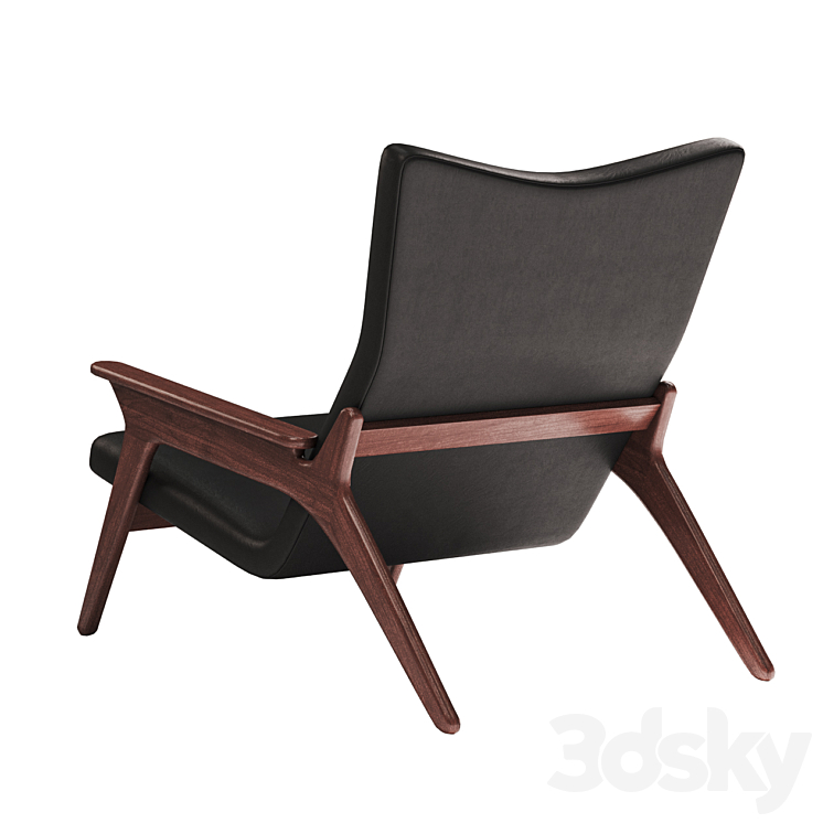 Adrian Pearsall Black Leather Lounge Chair 3DS Max - thumbnail 2