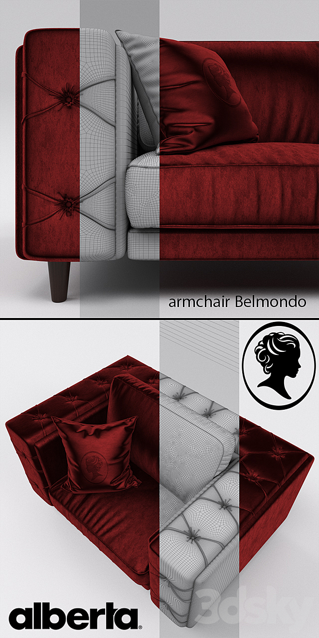 Alberta Salotti _ Controluce _ Belmondo. armchair 3DS Max Model - thumbnail 3