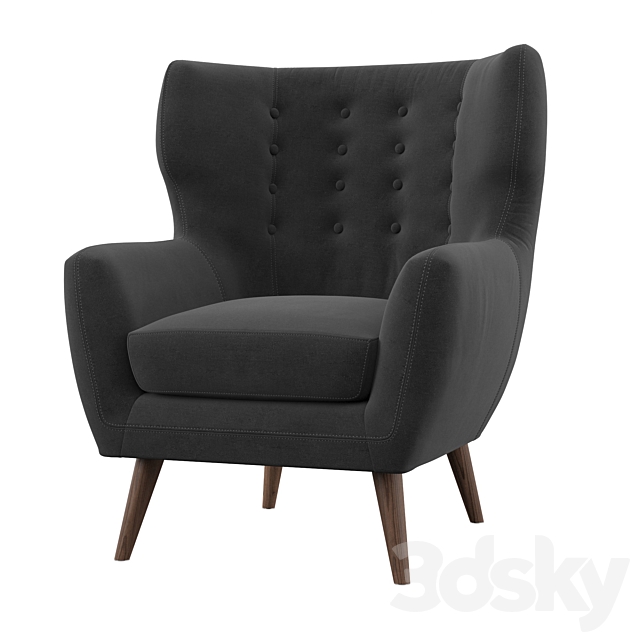 Alejandro Wingback Chair 3DS Max Model - thumbnail 2