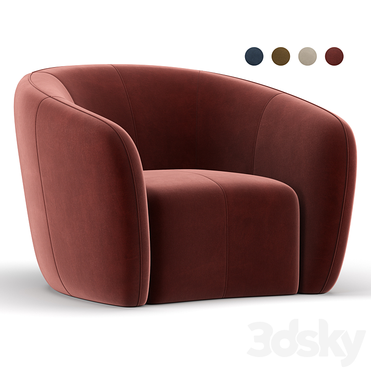 Alexis 45 Fabric Chair 3DS Max - thumbnail 1