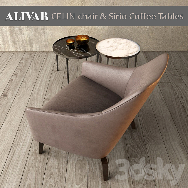 Alivar Celin chair Sirio coffe tables 3ds Max - thumbnail 2