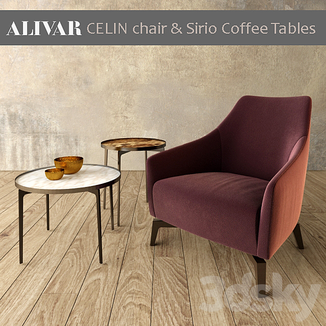 Alivar Celin chair Sirio coffe tables 3ds Max - thumbnail 3