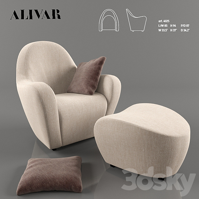 Alivar chair Fortuna 3DSMax File - thumbnail 1