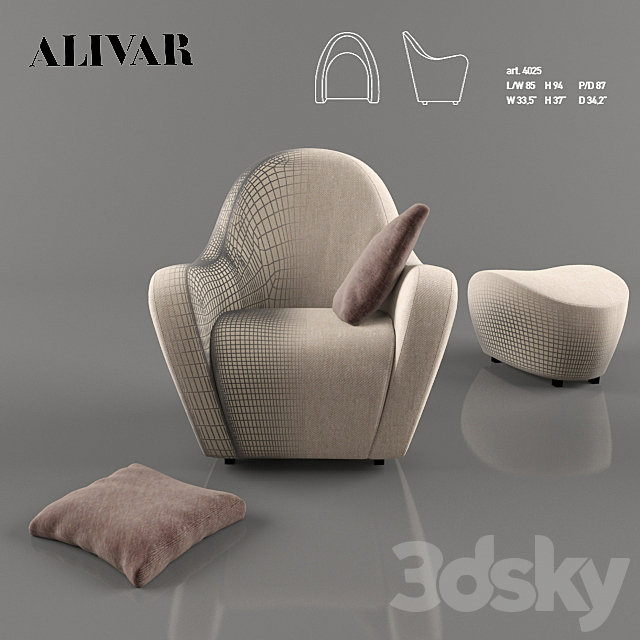 Alivar chair Fortuna 3DSMax File - thumbnail 2