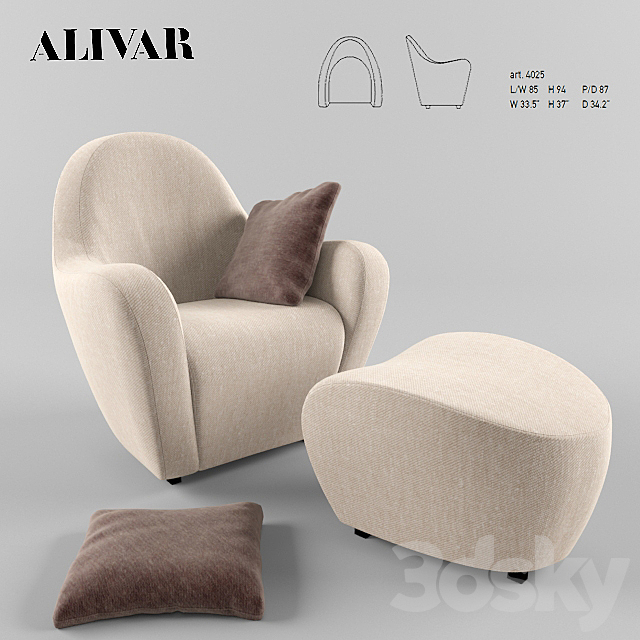 Alivar chair Fortuna 3DSMax File - thumbnail 3