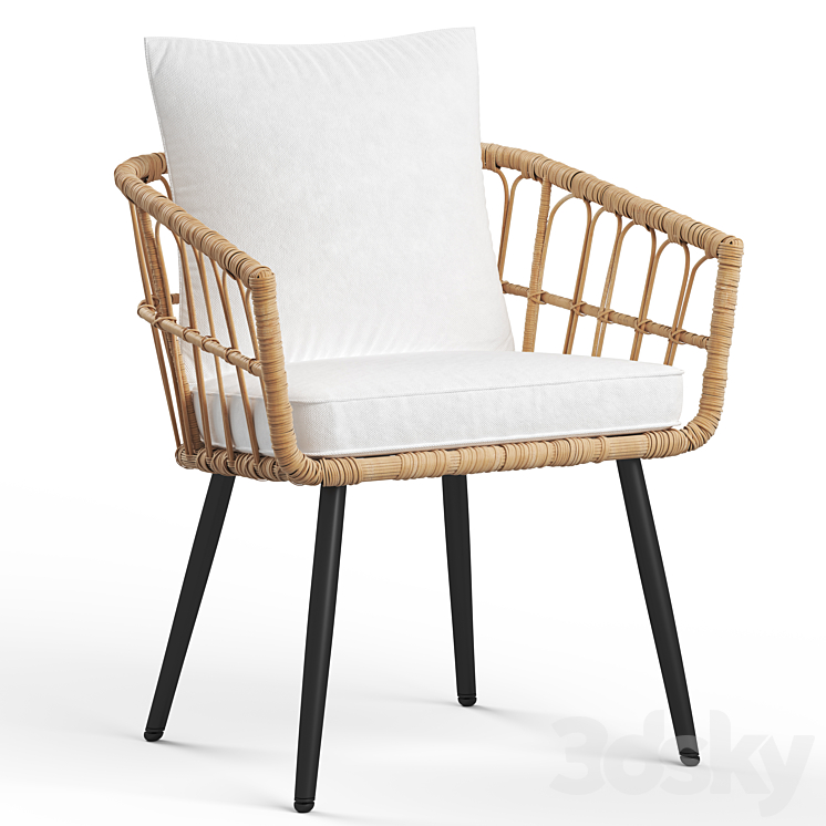 Aliyah Wicker Rattan armchair 3DS Max - thumbnail 1