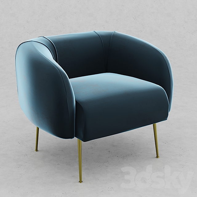 Allie Chair Velour Petro – Plum 3DSMax File - thumbnail 1