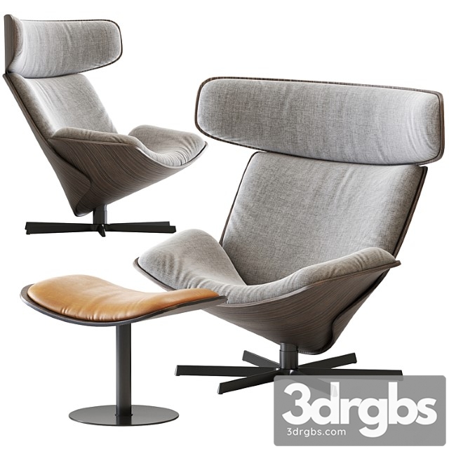 Almora B B Italia Armchair And Footrest 3dsmax Download - thumbnail 1